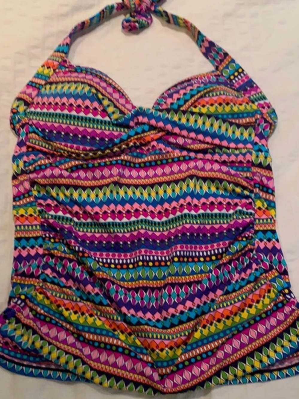 Colorful Tribal Print Halter Tankini Top